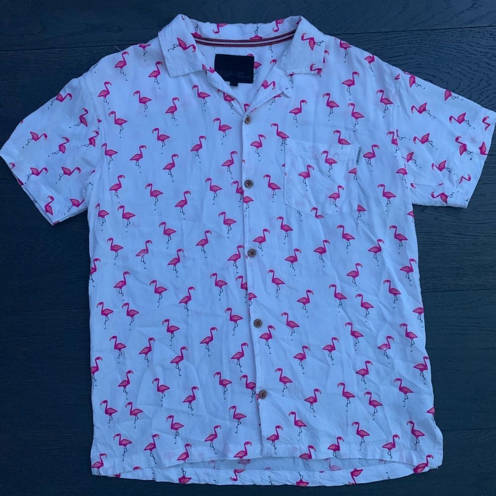 Boys flamingo button down shirt